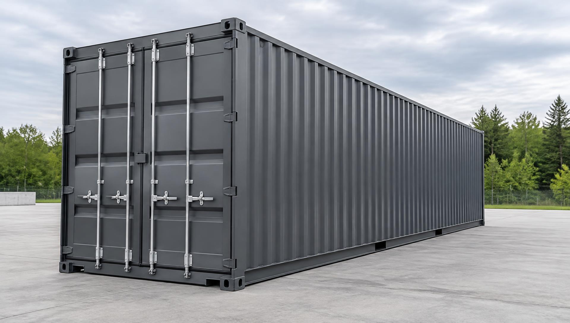 Shipping containers stacked in a yard